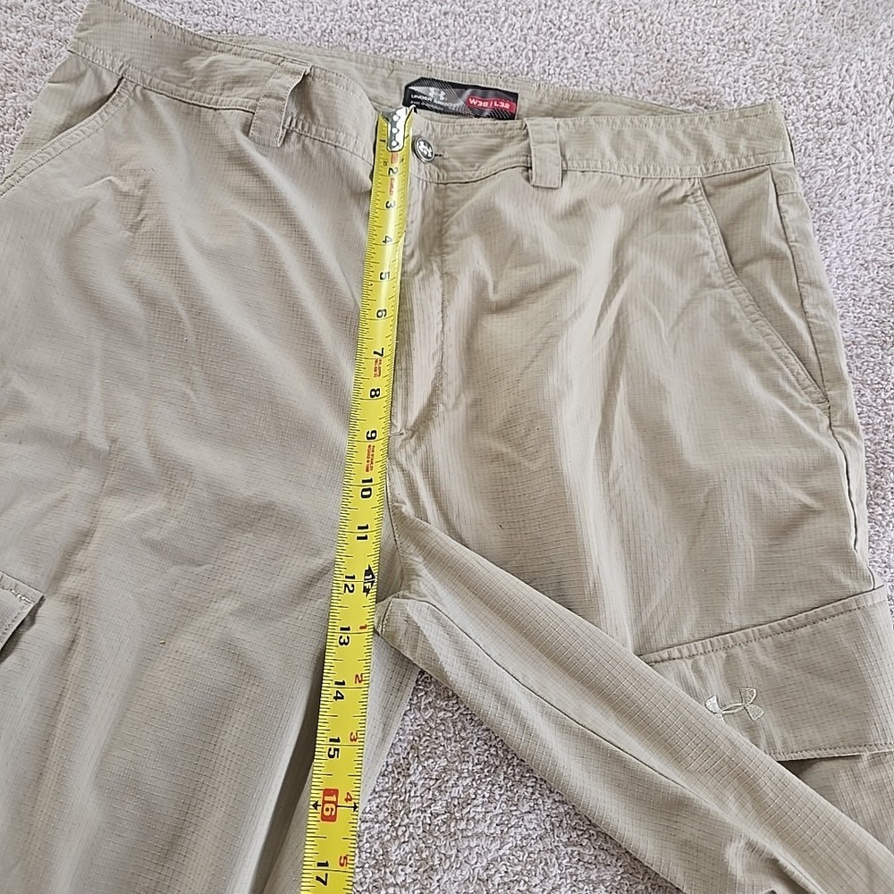 Under Armour Nylon Cargo Pants Men's Size 38 x 32 Khaki Outdoor Hiking Fishing - Picture 10 of 15